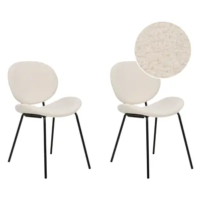 Set of Dining Chairs LUANA Boucle White