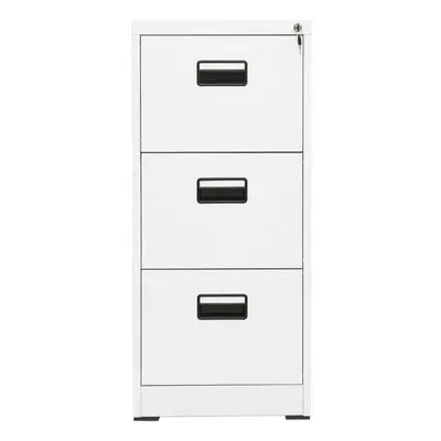 vidaXL Filing Cabinet White Steel Office Storage File Drawer Document Cabinet