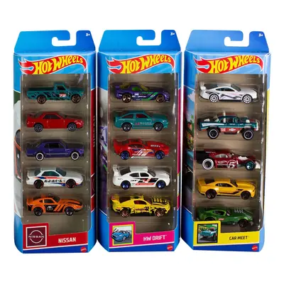 Hot Wheels 5-Pack Bundle of Toy Cars, Themed Packs of 1:64 Vehicles, Authentic Details, Realisti