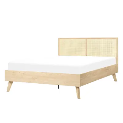 Bed Rattan MONPAZIER x cm (EU Double) Light Wood