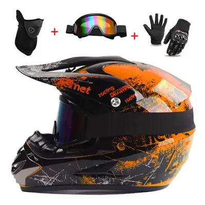 ( Orange Floral, XL) Racing Motorcycle Bike UK Motocross Helmet Road Dirt NEW Off Dirt Downhill