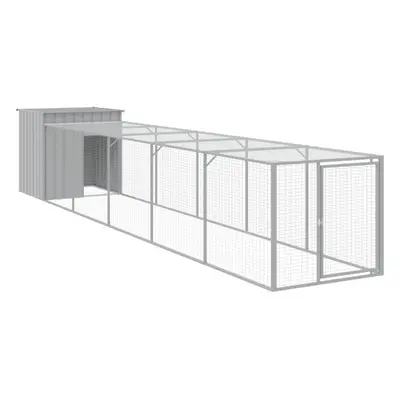 (light grey, x x cm) vidaXL Chicken Cage Chicken Run Coop with Run Anthracite Galvanised Steel