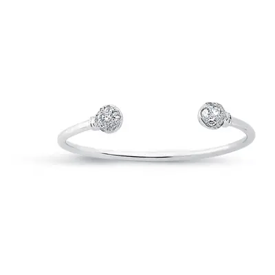 Jewelco London Girls Rhodium Plated Sterling Silver Round Cubic Zirconia Torque Baby Bangle Brac