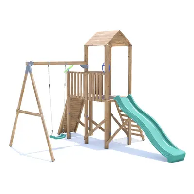 FrontierFort Climbing Frame with Single Swing, High Platform & Slide