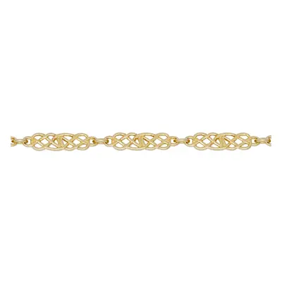 Jewelco London Ladies Solid 9ct Yellow Gold Hebridean Celtic Knot 5mm Chain Link Bracelet, 7.5 i