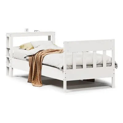 vidaXL Bed Frame with Headboard Bed Base White 100x200 cm Solid Wood Pine