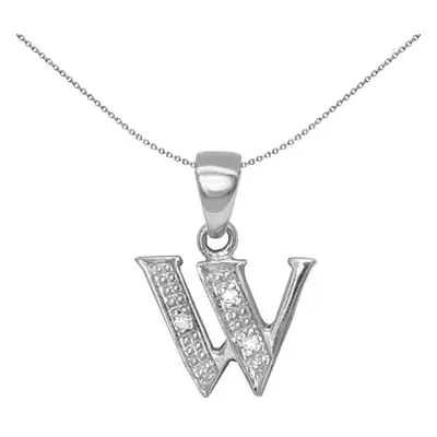 Jewelco London 9ct White Gold Pave Set Round H I2 0.02ct Diamond Identity Dainty Initial ID Char