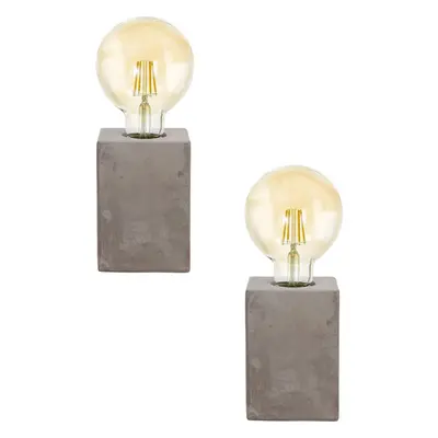 2 PACK Table Lamp Desk Light Grey Ceramic Square Base 1x 60W E27 Holder