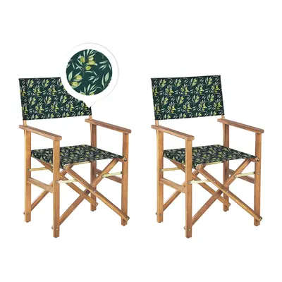 Set of Garden Chairs CINE Acacia Wood Dark Green