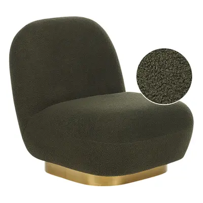 Swivel Armchair LOVIISA Boucle Dark Green