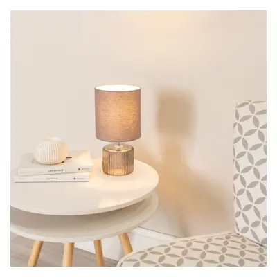 ValueLights Betty Pair of Grey Glass Table Lamps with Grey Lamp Shades