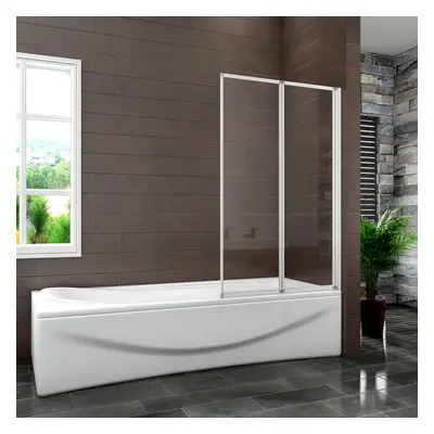 (2 Fold Screen - 900x1400mm) 1400mm Glass Over Bath Hinge Pivot Folding Shower Screen Door Panel