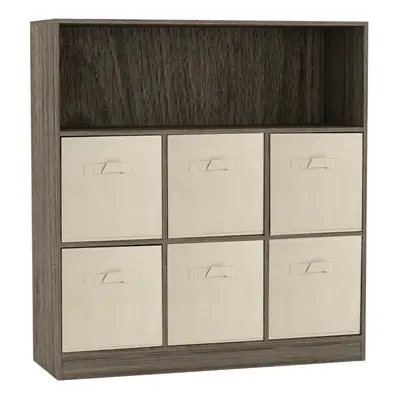 (Anthracite Oak, Beige) Wooden Cubed Bookcase Units Shelves Drawers