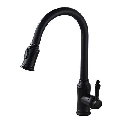 (Black) Brass Pull Out And Splash Proof Faucet Hot Cold Mixing Dual Mode Kitchen Sink Wash Basin