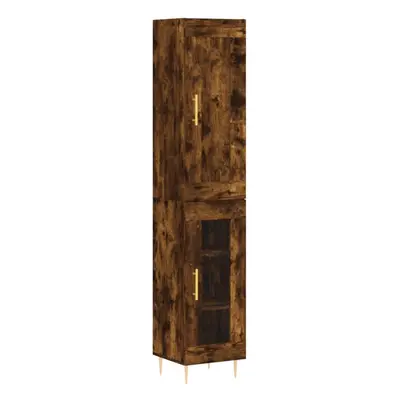 (smoked oak, glass door) vidaXL Highboard Sideboard Tall Storage Cabinet Side Cabinet Engineered