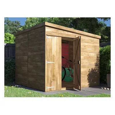 Dunster House Wooden Garden Shed 2.4m x 2.4m Outdoor Storage Building Overlord with Pent Roof