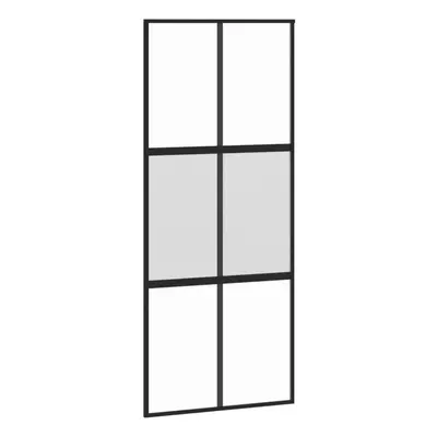 vidaXL Sliding Door Interior Barn Door Black Tempered Glass and Aluminium