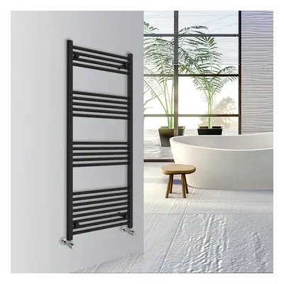 (Black, 1400x600mm) Warmehaus Straight Bathroom Heated Towel Rail Warmer Radiator Central Heatin