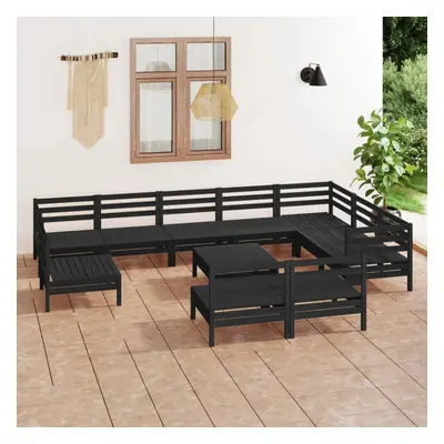 vidaXL Garden Lounge Set Outdoor Lounge Set Piece Solid Wood Pine Black