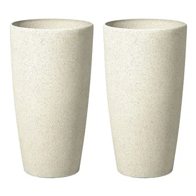 Set of Plant Pots Stone x x cm Beige ABDERA