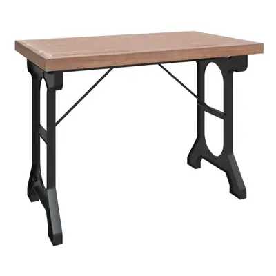 vidaXL Solid Wood Fir and Iron Dining Table Wooden Kitchen Bistro Dinner Table