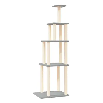 (light grey) vidaXL Cat Tree with Sisal Scratching Posts Cat Scratch Tower Climber Dark Grey