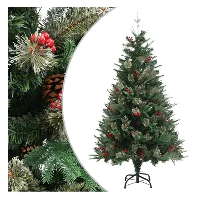 vidaXL Christmas Tree with Pine Cones Green cm PVC&PE Holiday Decoration