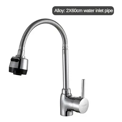 (2*60cm water inlet pipe) Kitchen Bathroom Single Hole Hot And Cold Universal Faucet