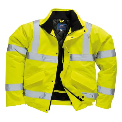 (M, Yellow) Portwest Unisex Hi-Vis Bomber Jacket (S463) / Workwear / Safetywear (Pack of 2)