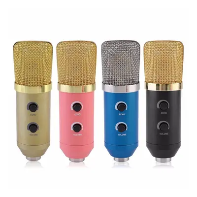 (Black) Wired microphone USB Condenser Sound Recording Mic with Reverb Broadcast Live Microphone