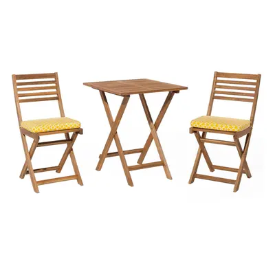 Bistro Set with Cushion FIJI Wood Yellow