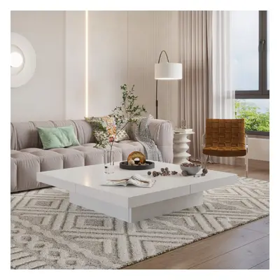 Frias High Gloss White Modern Coffee Table With Storage