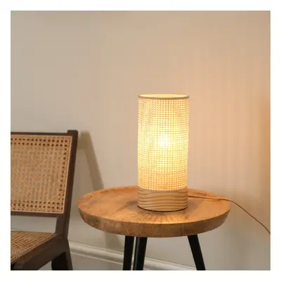 ValueLights Elsa Pair Natural Bamboo Wooden Table Lamps with LED Bulbs