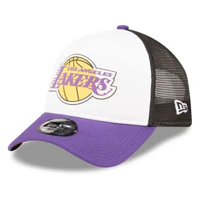 New Era LA Lakers Team Color Block A-Frame Snapback Trucker Cap Hat - White