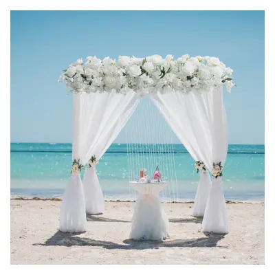 (White) 1M Artificial Cherry Blossoms Roses Row for Wedding Arch Table Decor