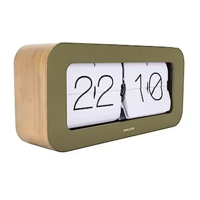 Karlsson Wall/Table flip clock Matiz Bamboo (moss green)