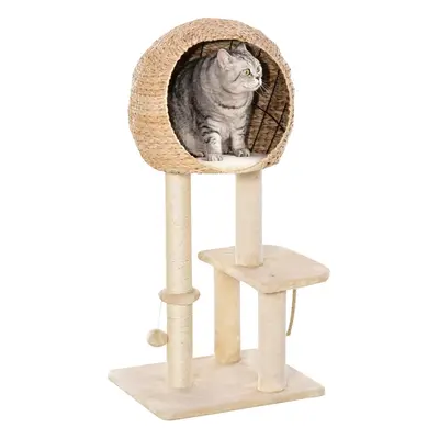 PawHut 100cm Cat Tree Tower Kitten Climbing Tower W/ Scratching Post Condo