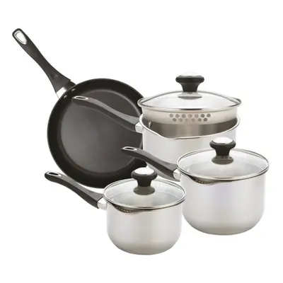 Prestige Pan Set in Stainless Steel with Glass Lids Kitchen Cookware - Pack of