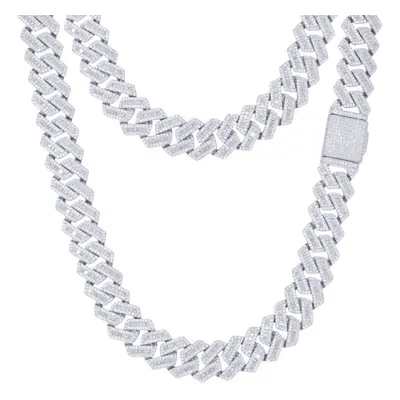 (24) Jewelco London Silver Baguette CZ Set Cuban Chain 12.0mm - ABB204