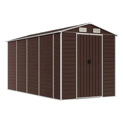 (brown, x x cm) vidaXL Garden Shed Outdoor Storage Shed Patio Yard Tool Shed Galvanised Steel