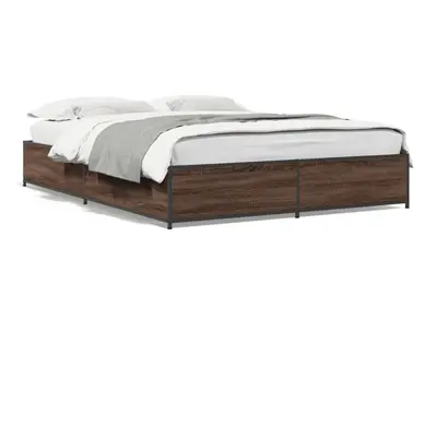 (brown oak, x cm/ cm) vidaXL Bed Frame Bed Black 180x200 cm Super King Engineered Wood and Metal