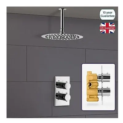 Lily Ceiling Slim Round Head with Concealed Thermostatic Shower Mixer Valve