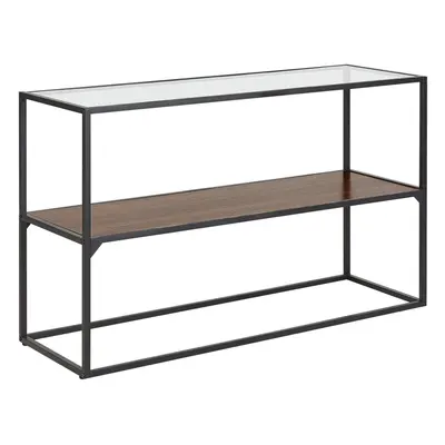 Glass Top Console Table Dark Wood and Black TAOS