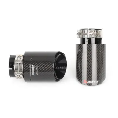 Bimirth 4" Akrapovic Gloss Carbon Fibre Exhaust Tips X2 Universal Tailpipe