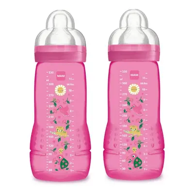 MAM Coloured 2nd Age 330ml Bottle 6Â Months Debit Teat (Pack of 2)