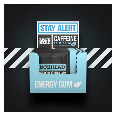 Blockhead Energy Gum Peppermint Pieces | Caffeine Chewing Gum with Vitamins B1, B6 & B12 and Gin