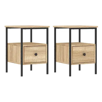 (sonoma oak) vidaXL Bedside Cabinets Nightstand Bedside Table pcs Black Engineered Wood