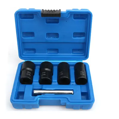 5pcs Twist Socket Set Lug Bolt Nut Remover Extractor Tool 17MM to 22MM Metric Bolt and Lug Nut E