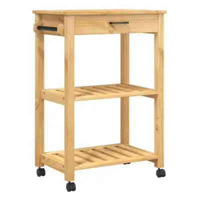 (brown, x x cm) vidaXL Kitchen Trolley Rolling Cart Storage Cart Trolley MONZA Solid Wood Pine