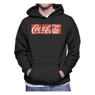 (Small, Black) Coca Cola Block Logo Men's Hooded Sweatshirt